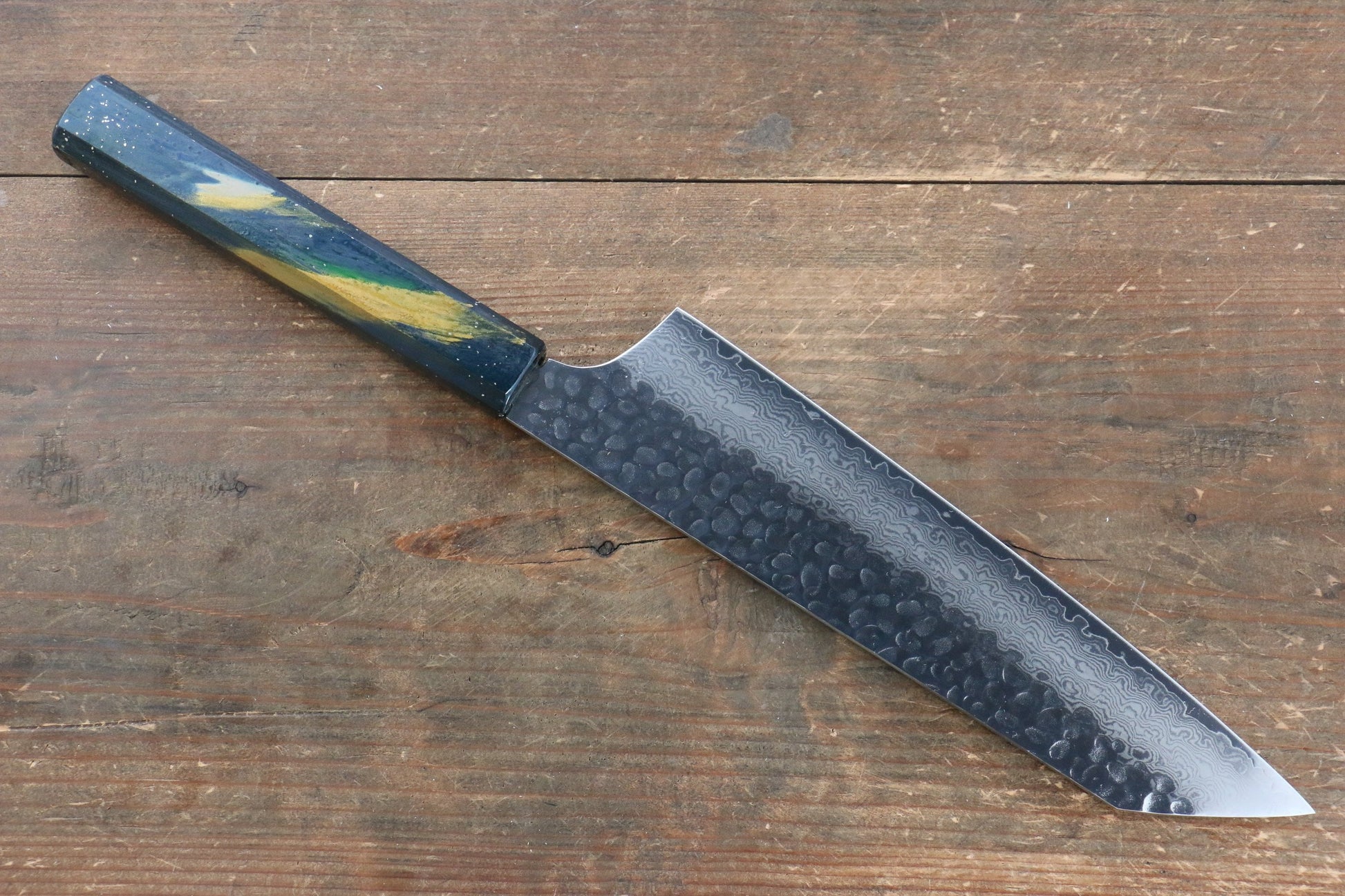 Sakai Takayuki VG10 33 Layer Damascus Kengata Gyuto Japanese Knife 190mm Live oak Lacquered (Saiseki) Handle - Japanny - Best Japanese Knife