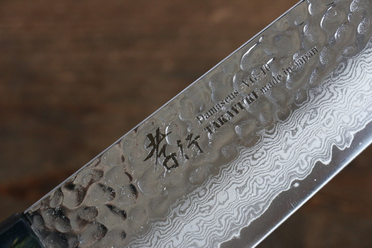 Sakai Takayuki VG10 33 Layer Damascus Kengata Gyuto Japanese Knife 190mm Live oak Lacquered (Saiseki) Handle - Japanny - Best Japanese Knife