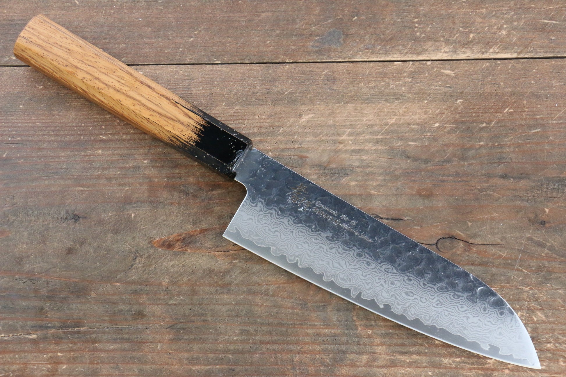 Sakai Takayuki VG10 33 Layer Damascus Santoku Japanese Knife 170mm with Live oak Lacquered (Kokushin) Handle - Japanny - Best Japanese Knife