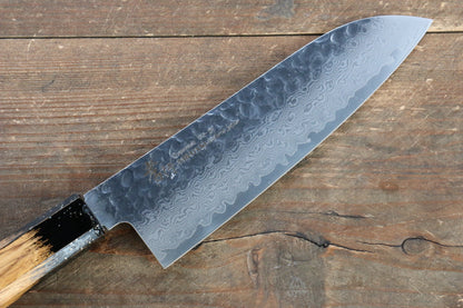 Sakai Takayuki VG10 33 Layer Damascus Santoku Japanese Knife 170mm with Live oak Lacquered (Kokushin) Handle - Japanny - Best Japanese Knife