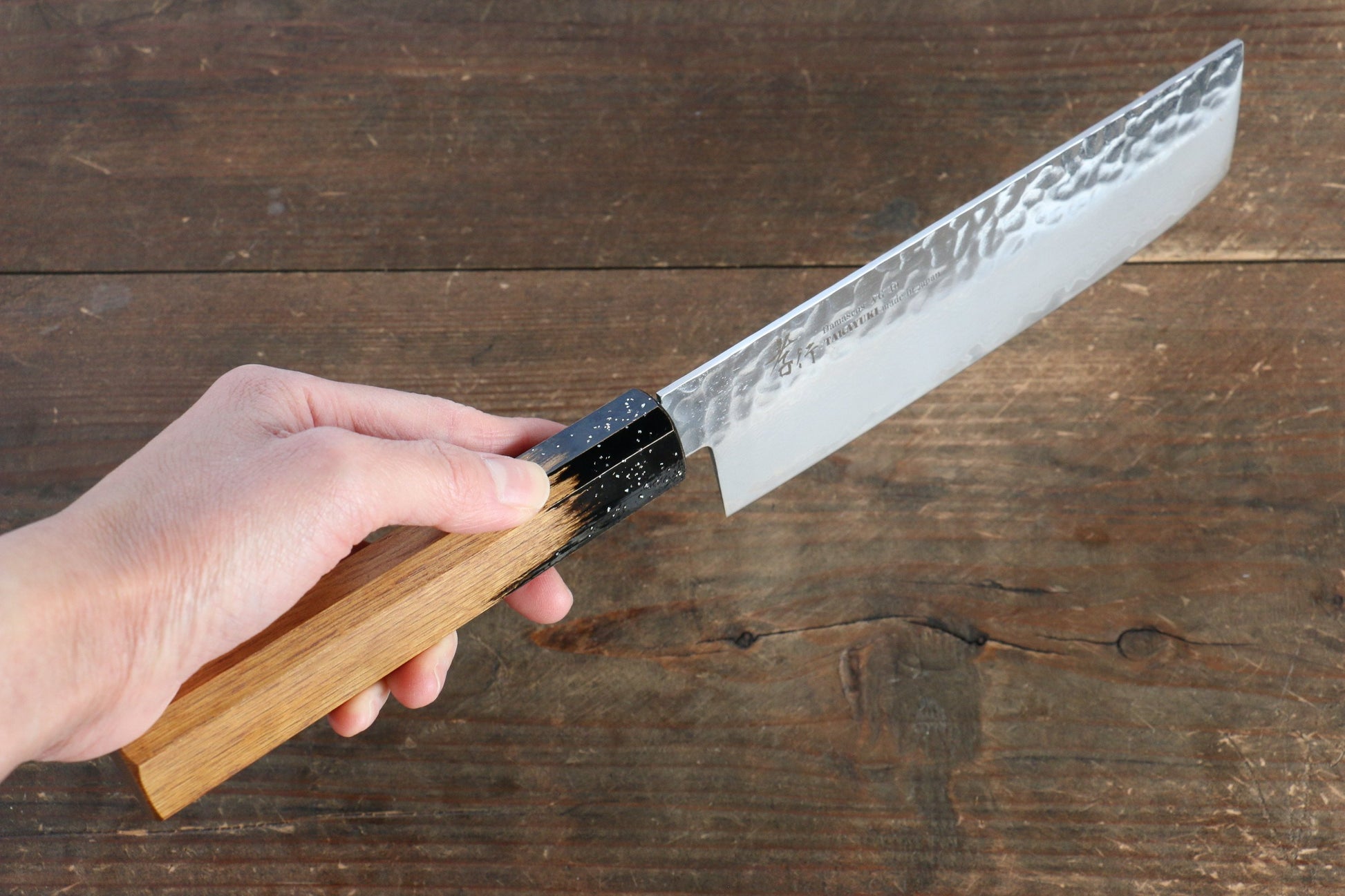 Sakai Takayuki VG10 33 Layer Damascus Nakiri Japanese Knife 160mm with Live oak Lacquered (Kokushin) Handle - Japanny - Best Japanese Knife