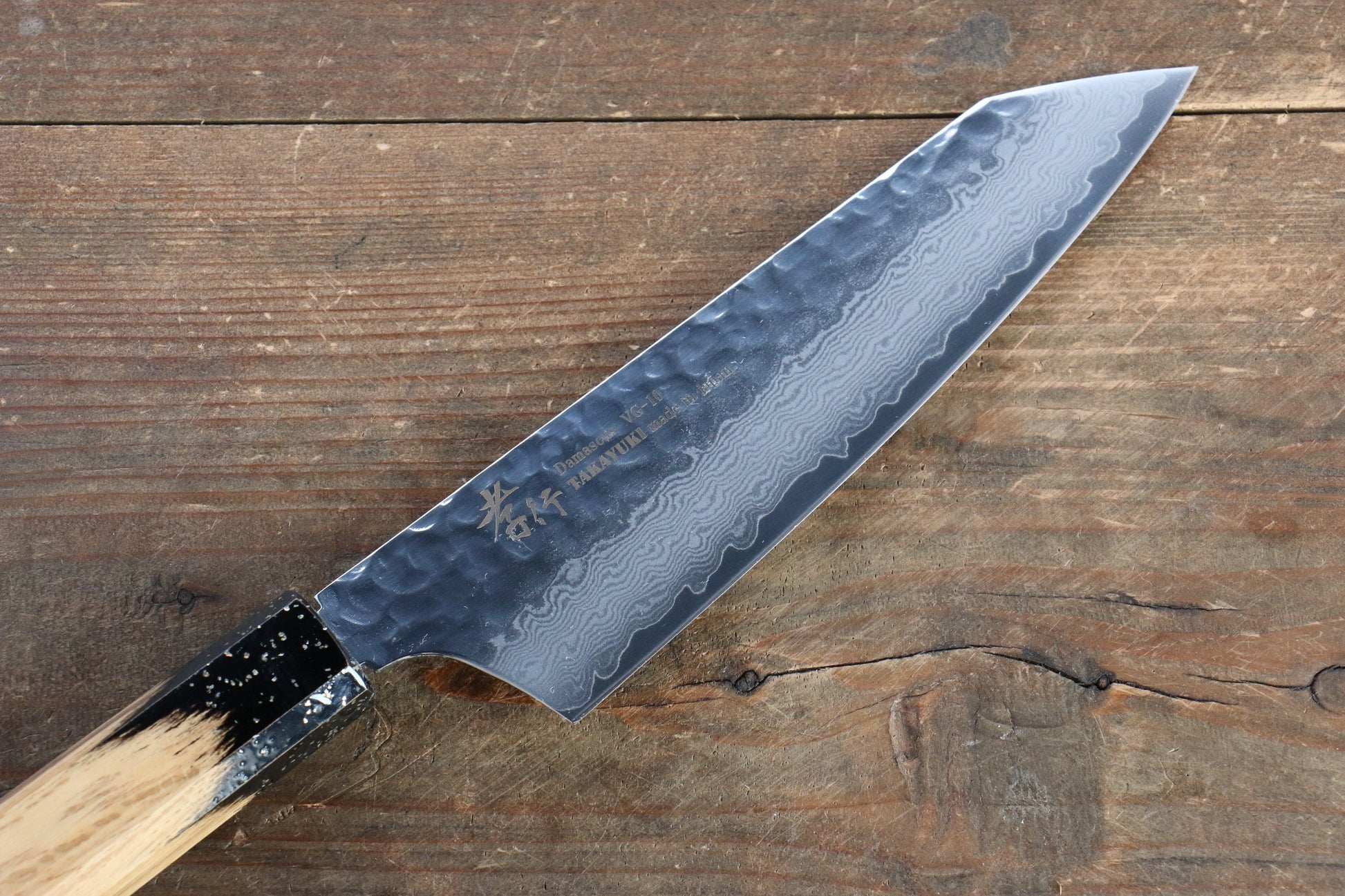 Sakai Takayuki VG10 33 Layer Damascus Kengata Santoku Japanese Knife 160mm with Live oak Lacquered (Kokushin) Handle - Japanny - Best Japanese Knife