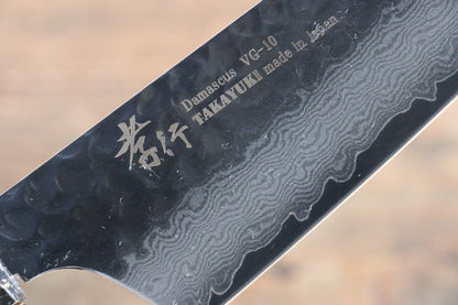 Sakai Takayuki VG10 33 Layer Damascus Kengata Santoku Japanese Knife 160mm with Live oak Lacquered (Kokushin) Handle - Japanny - Best Japanese Knife