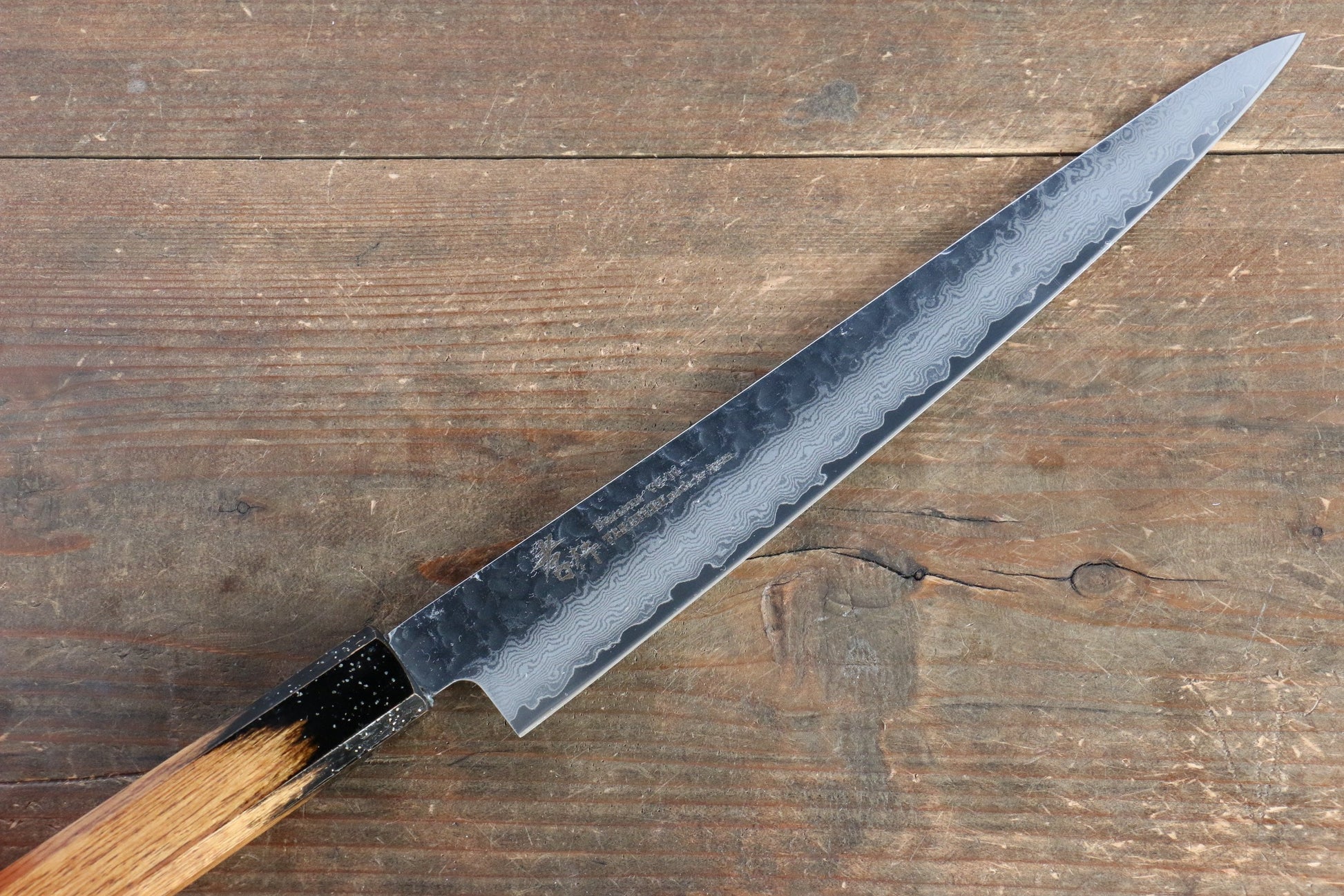 Sakai Takayuki VG10 33 Layer Damascus Sujihiki Japanese Knife 240mm with Live oak Lacquered (Kokushin) Handle - Japanny - Best Japanese Knife