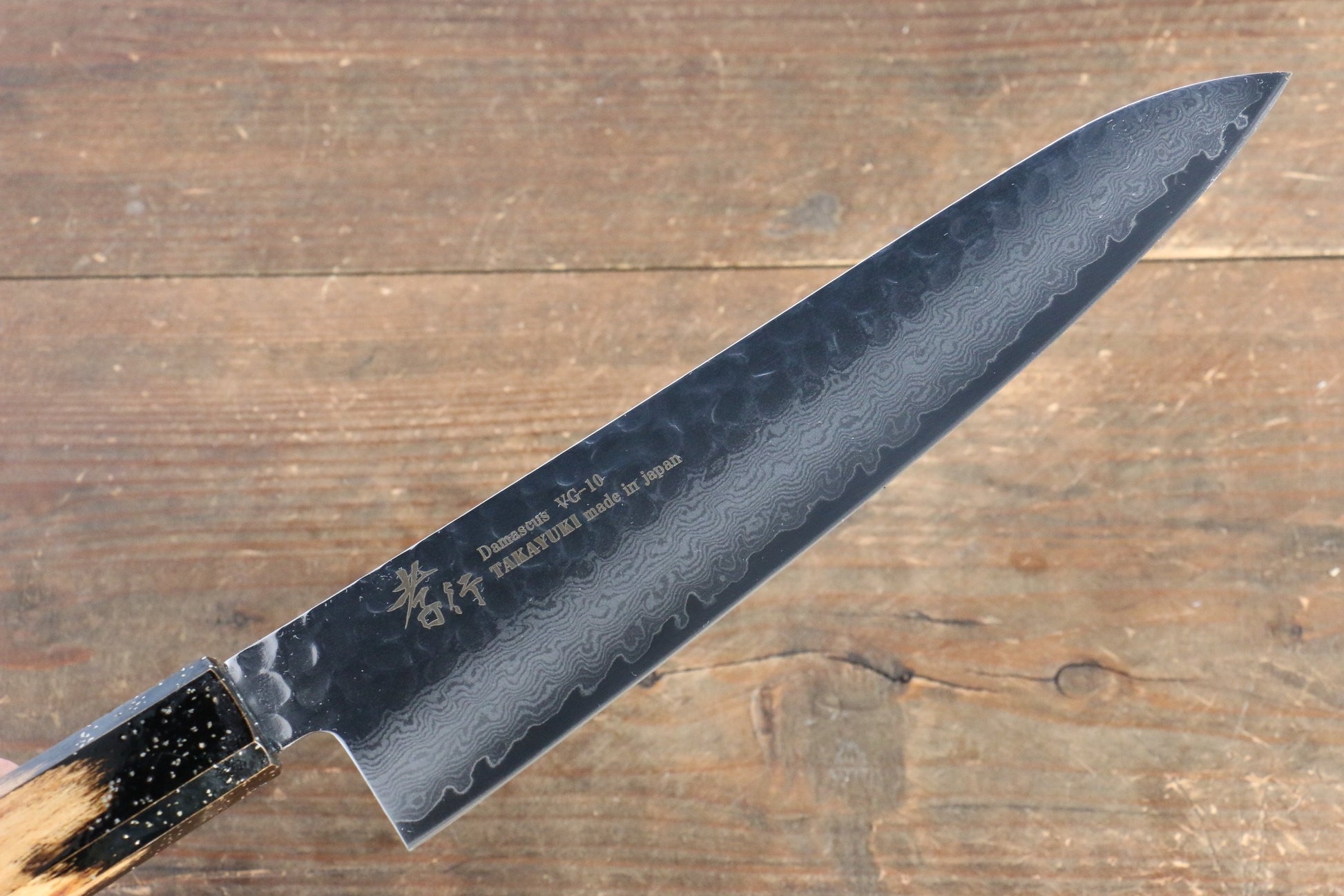 Sakai Takayuki VG10 33 Layer Damascus Gyuto Japanese Knife 210mm with Live oak Lacquered (Kokushin) Handle - Japanny - Best Japanese Knife