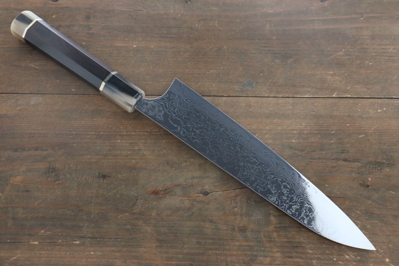 Takeshi Saji R2/SG2 Mirrored Damascus Gyuto Japanese Chef Knife 240mm with Ebony with Double Baffalo Handle - Japanny - Best Japanese Knife