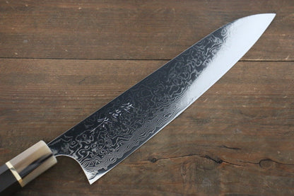 Takeshi Saji R2/SG2 Mirrored Damascus Gyuto Japanese Chef Knife 240mm with Ebony with Double Baffalo Handle - Japanny - Best Japanese Knife