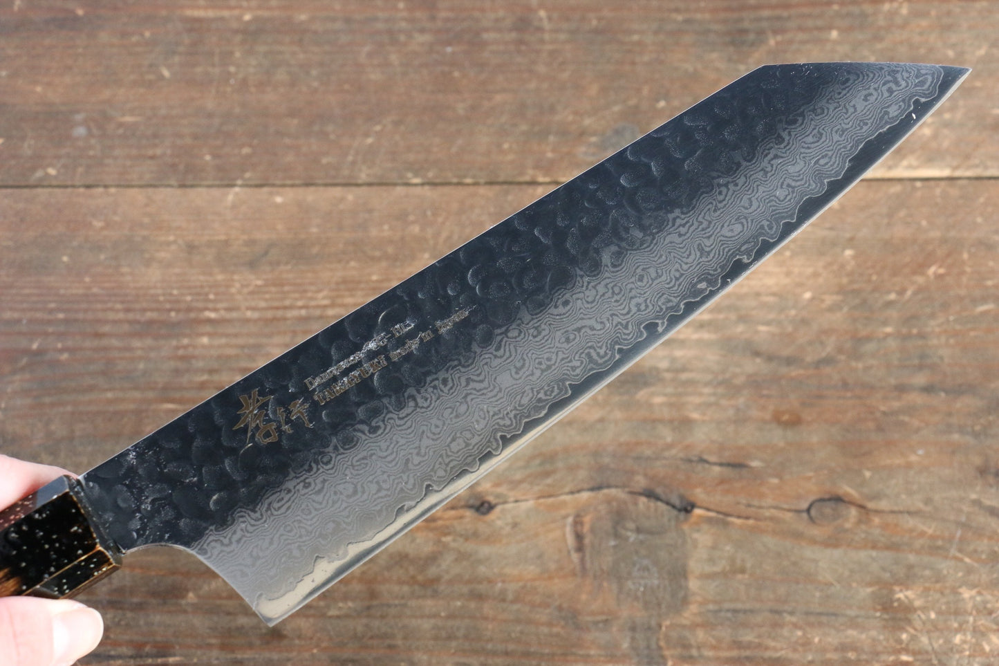 Sakai Takayuki VG10 33 Layer Damascus Kengata Gyuto Japanese Knife 190mm Live oak Lacquered (Kokushin) Handle - Japanny - Best Japanese Knife