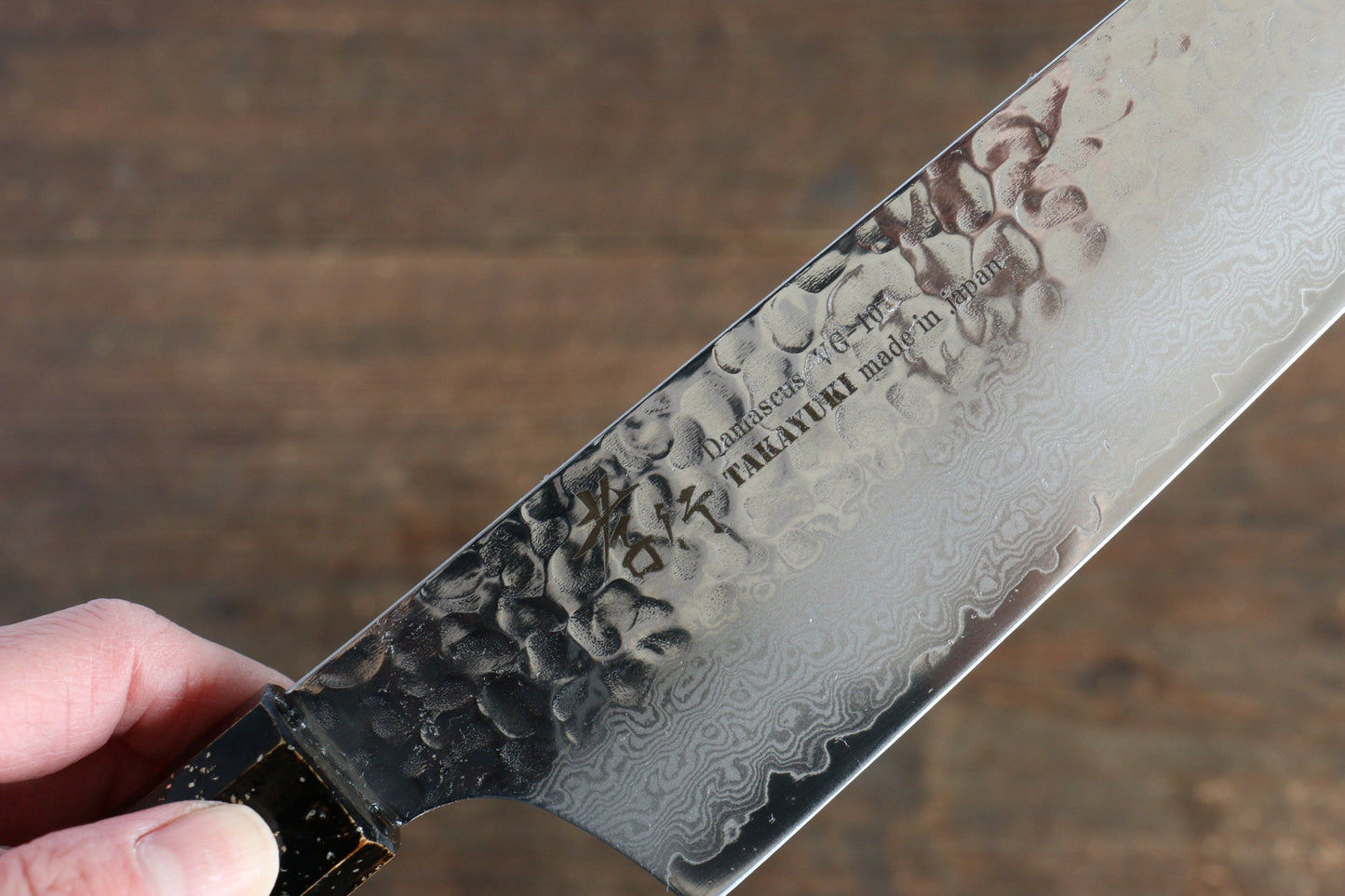 Sakai Takayuki VG10 33 Layer Damascus Kengata Gyuto Japanese Knife 190mm Live oak Lacquered (Kokushin) Handle - Japanny - Best Japanese Knife