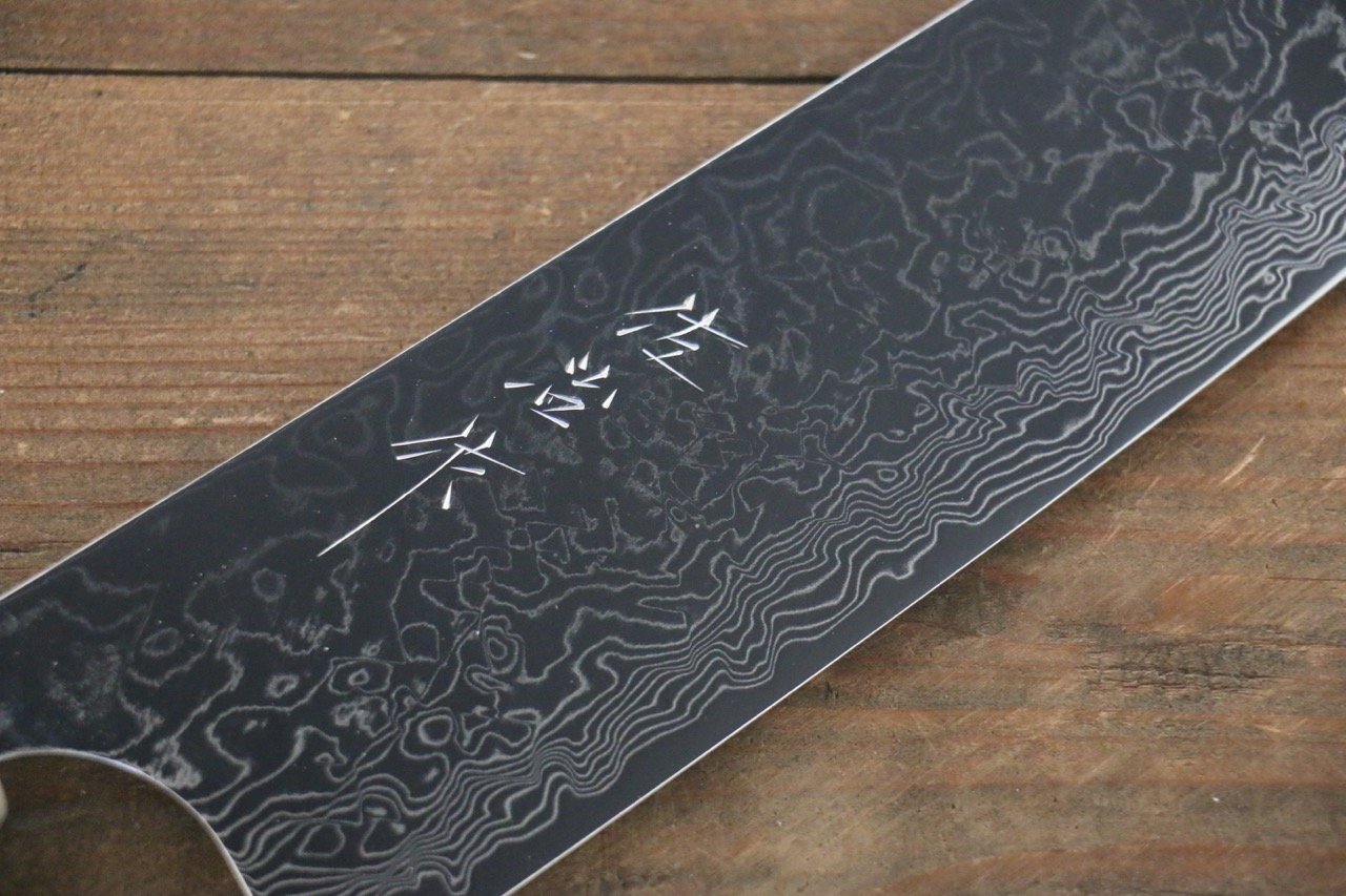 Takeshi Saji R2/SG2 Mirrored Damascus Gyuto Japanese Chef Knife 240mm with Ebony with Double Baffalo Handle - Japanny - Best Japanese Knife