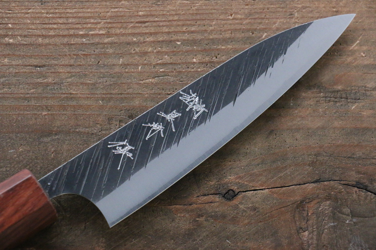 Yu Kurosaki Blue Super Hammered Petty-Utility Japanese Knife 120mm with Shitan Handle (ferrule: Honduras) - Japanny - Best Japanese Knife