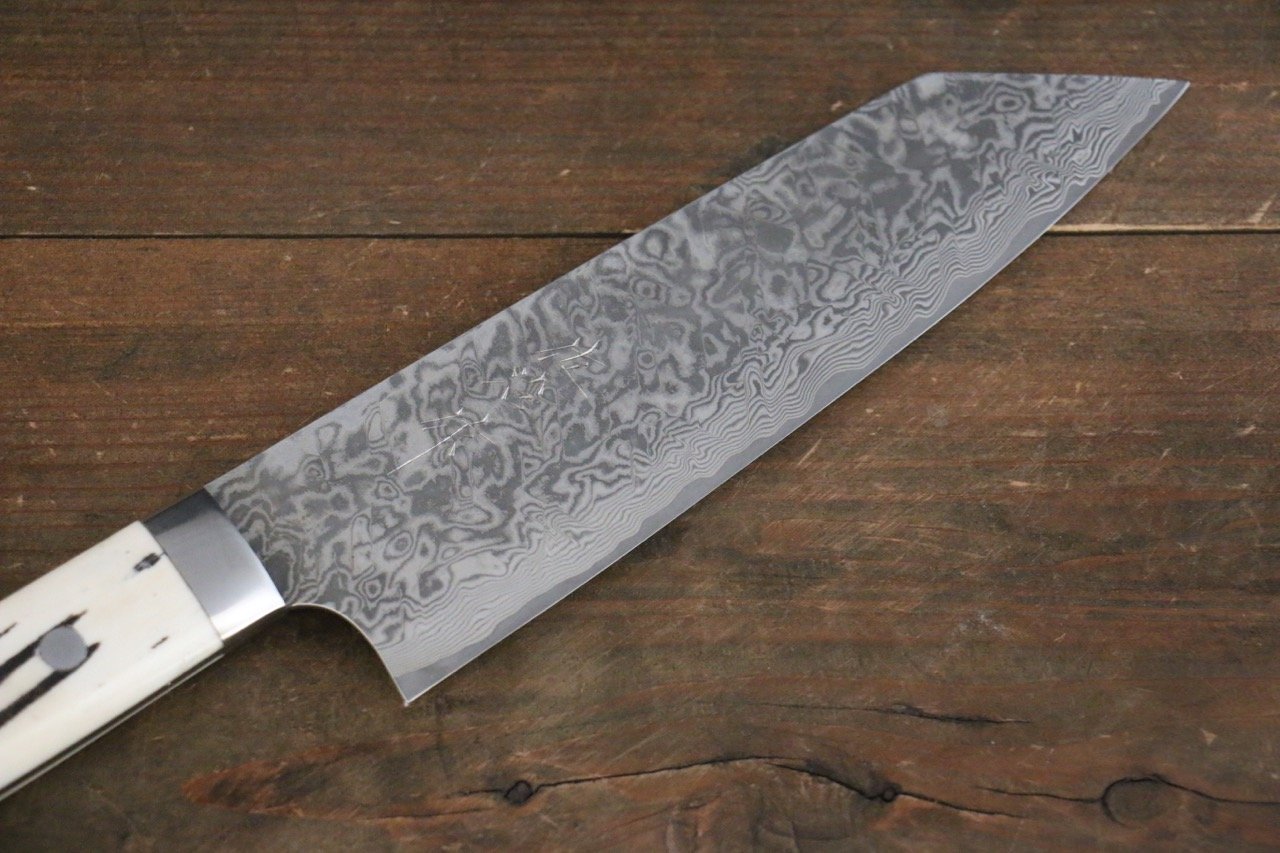 Takeshi Saji R2/SG2 Black Damascus Bunka Japanese Chef Knife 180mm with Bone Handle - Japanny - Best Japanese Knife