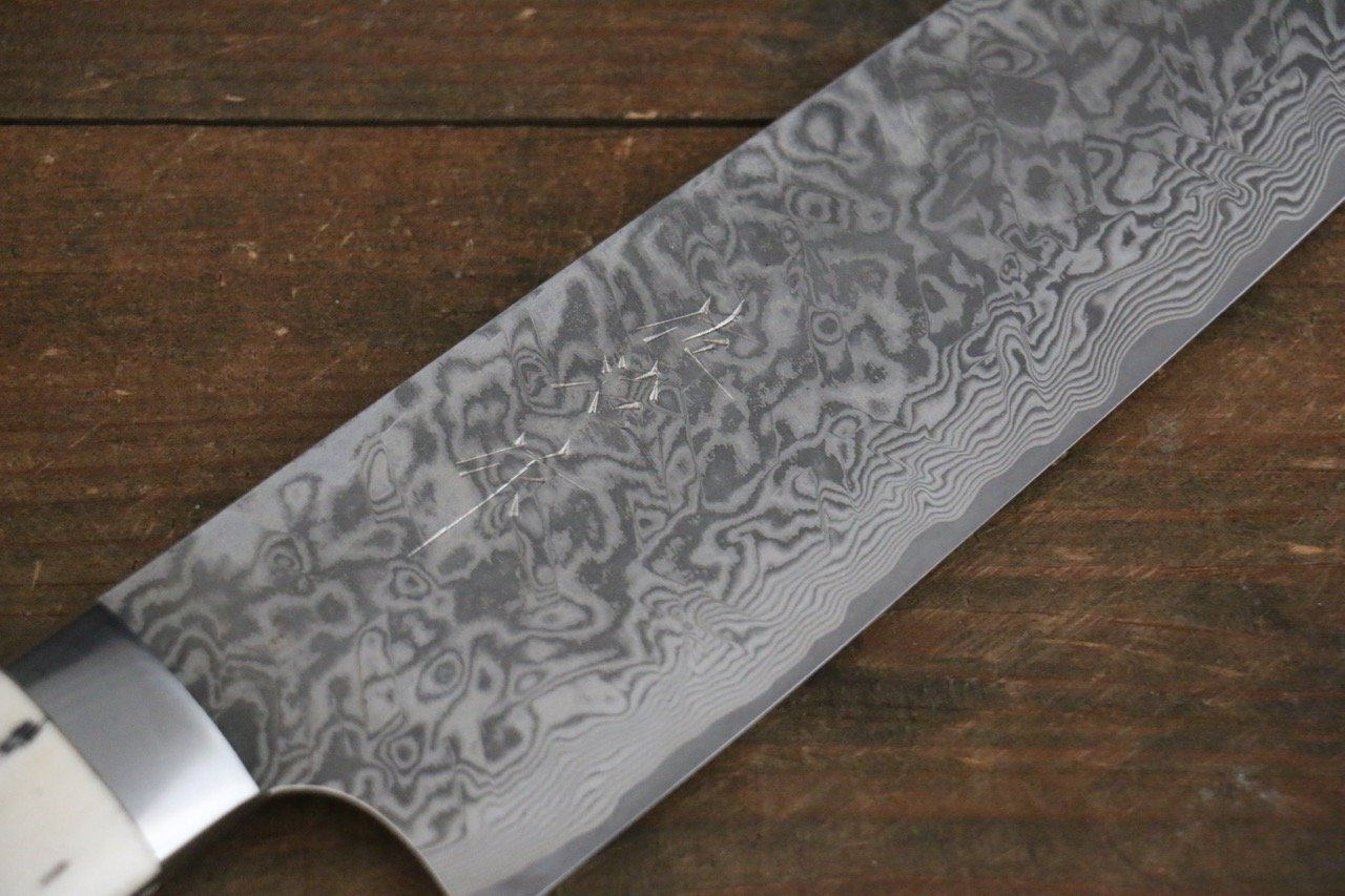 Takeshi Saji R2/SG2 Black Damascus Bunka Japanese Chef Knife 180mm with Bone Handle - Japanny - Best Japanese Knife