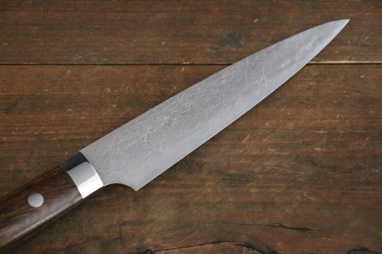 Takeshi Saji R2/SG2 Diamond Finish Damascus Petty Japanese Chef Knife 150mm with Iron Wood handle - Japanny - Best Japanese Knife