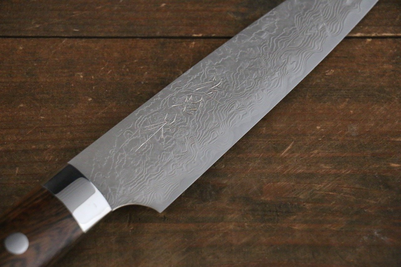 Takeshi Saji R2/SG2 Diamond Finish Damascus Petty Japanese Chef Knife 150mm with Iron Wood handle - Japanny - Best Japanese Knife