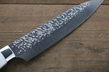 Yu Kurosaki Shizuku R2/SG2 Hammered Petty Japanese Chef Knife 130mm with White Stone Handle - Japanny - Best Japanese Knife