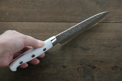 Yu Kurosaki Shizuku R2/SG2 Hammered Petty Japanese Chef Knife 130mm with White Stone Handle - Japanny - Best Japanese Knife