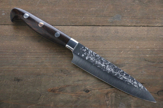 Yu Kurosaki Shizuku R2/SG2 Hammered Petty Japanese Chef Knife 130mm with Iron Wood Handle - Japanny - Best Japanese Knife