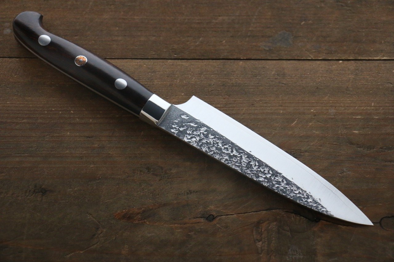 Yu Kurosaki Shizuku R2/SG2 Hammered Petty Japanese Chef Knife 130mm with Iron Wood Handle - Japanny - Best Japanese Knife