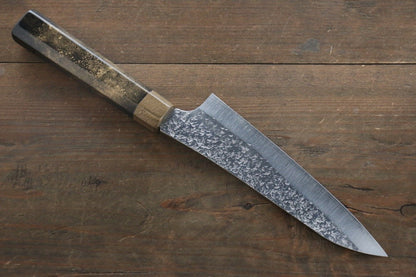 Yu Kurosaki R2/SG2  Hammered Small Santoku Japanese Chef Knife 160mm with lacquered Handle - Japanny - Best Japanese Knife