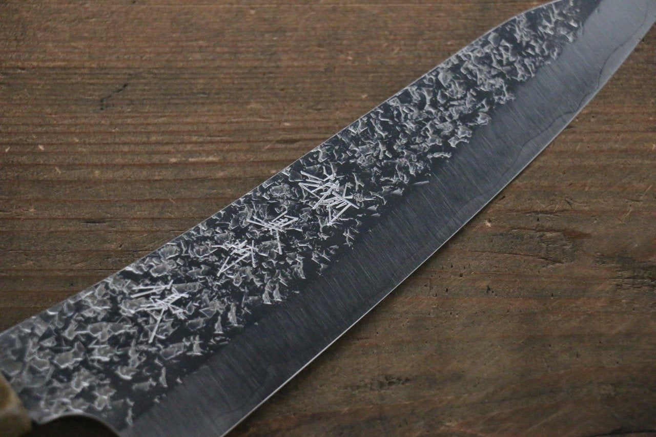 Yu Kurosaki R2/SG2  Hammered Small Santoku Japanese Chef Knife 160mm with lacquered Handle - Japanny - Best Japanese Knife