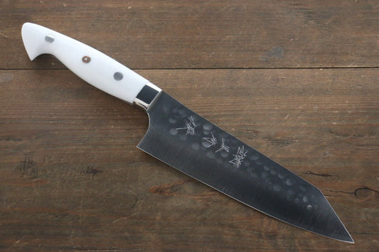 Yu Kurosaki R2/SG2 Hammered Bunka Japanese Chef Knife 180mm with White Stone Handle - Japanny - Best Japanese Knife