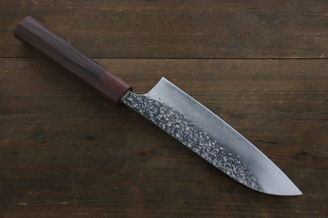 Yu Kurosaki Shizuku R2/SG2 Hammered Santoku Japanese Chef Knife 165mm with Shitan Handle - Japanny - Best Japanese Knife