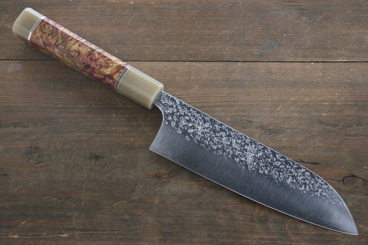 Yu Kurosaki Shizuku R2/SG2 Hammered Santoku Japanese Chef Knife 180mm with Maple Handle - Japanny - Best Japanese Knife