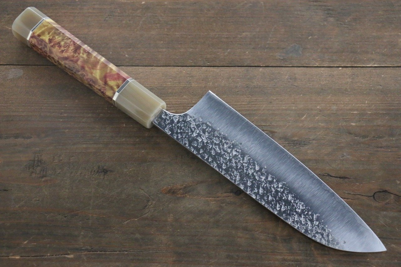 Yu Kurosaki Shizuku R2/SG2 Hammered Santoku Japanese Chef Knife 180mm with Maple Handle - Japanny - Best Japanese Knife