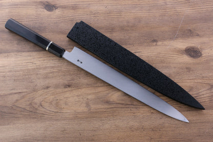 Sakai Takayuki Honyaki White Steel No.2 Yanagiba Japanese Knife 300mm Ebony with Ring Handle with Sheath - Japanny - Best Japanese Knife