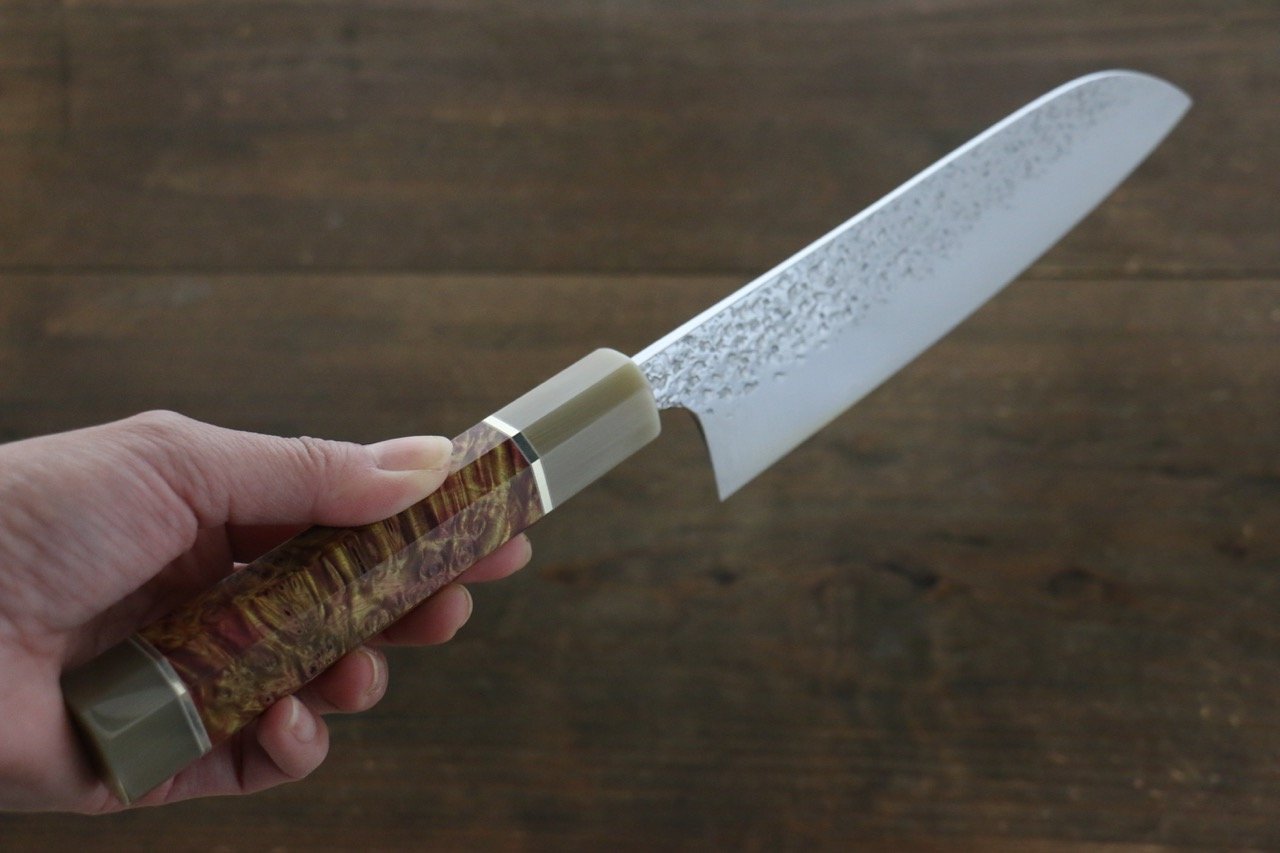 Yu Kurosaki Shizuku R2/SG2 Hammered Santoku Japanese Chef Knife 180mm with Maple Handle - Japanny - Best Japanese Knife