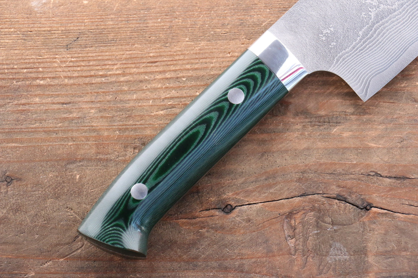 Takeshi Saji VG10 Diamond Finish Damascus Nakiri Japanese Knife 165mm Green Micarta Handle - Japanny - Best Japanese Knife