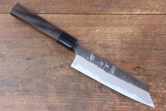Yu Kurosaki Shizuku Blue Super Hammered Bunka Japanese Knife 165mm Shitan Handle - Japanny - Best Japanese Knife