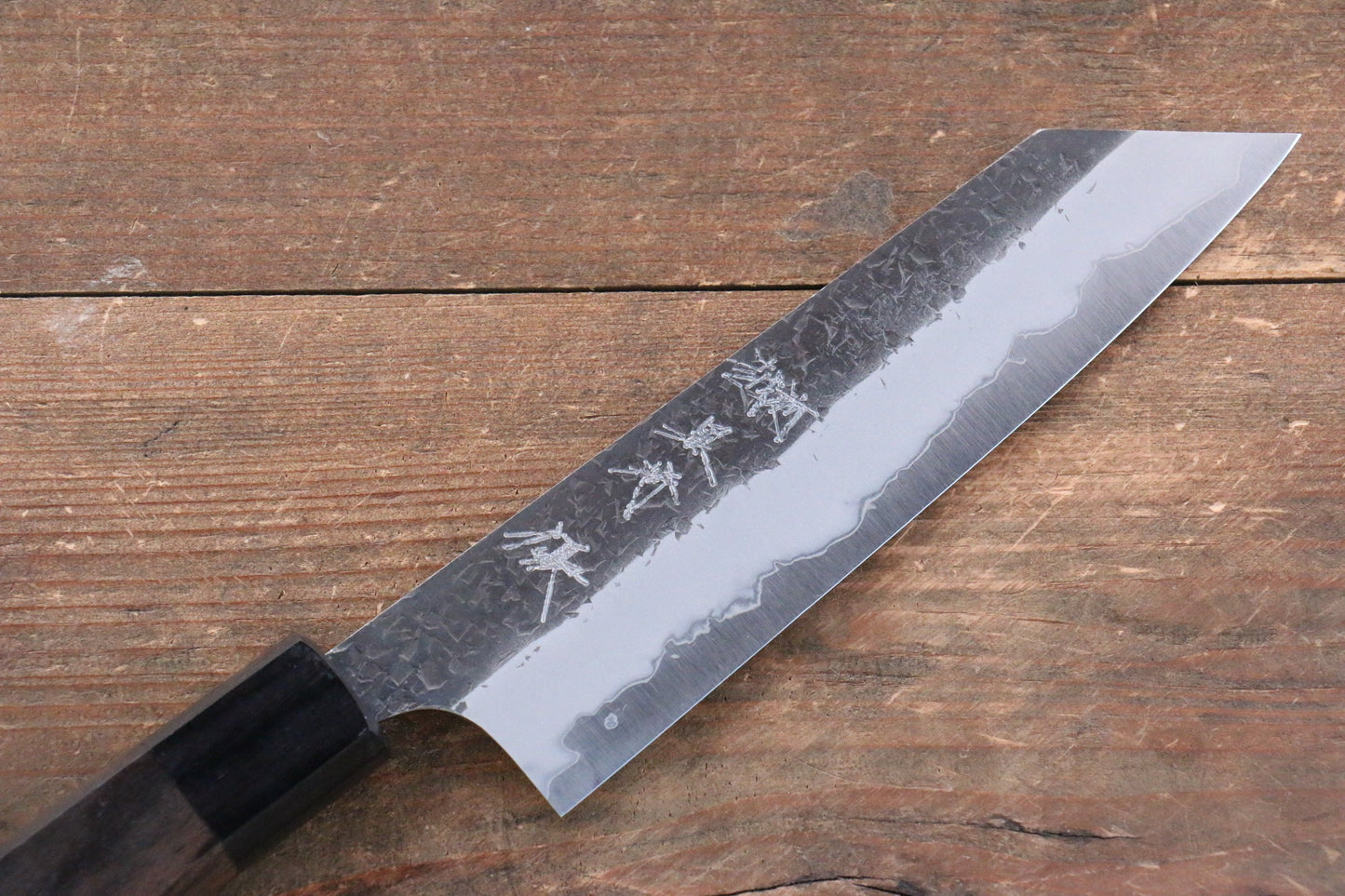 Yu Kurosaki Shizuku Blue Super Hammered Bunka Japanese Knife 165mm Shitan Handle - Japanny - Best Japanese Knife