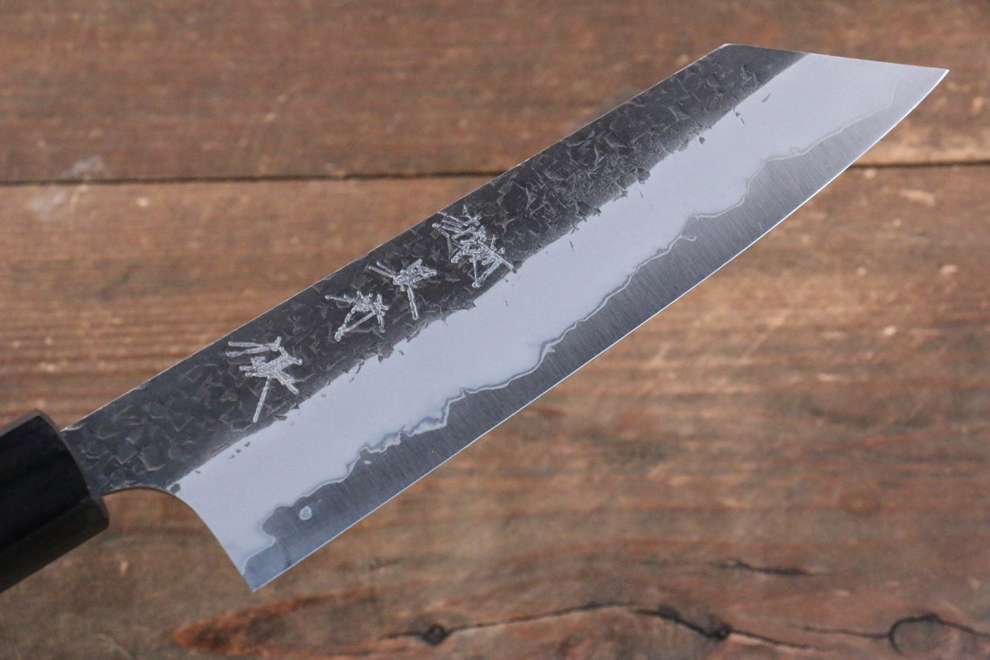 Yu Kurosaki Shizuku Blue Super Hammered Bunka Japanese Knife 165mm Shitan Handle - Japanny - Best Japanese Knife