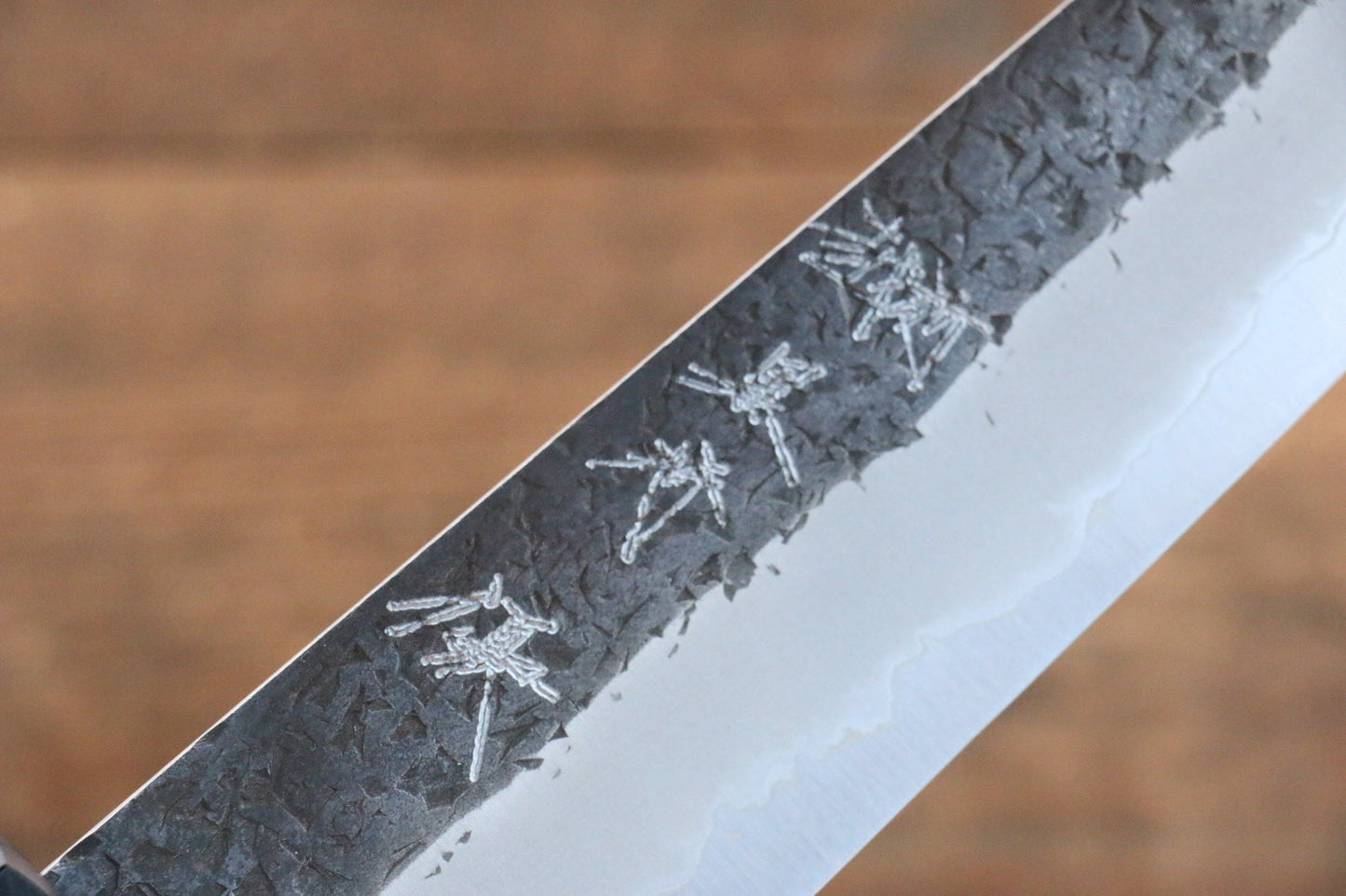 Yu Kurosaki Shizuku Blue Super Hammered Bunka Japanese Knife 165mm Shitan Handle - Japanny - Best Japanese Knife