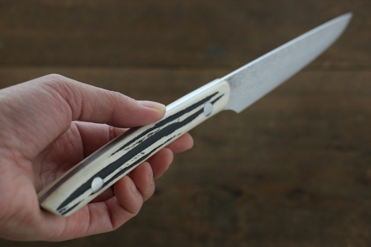 Saji R2/SG2 Diamond Finish Damascus Steak Knife Japanese Chef Knife 125mm with Bone Handle - Japanny - Best Japanese Knife