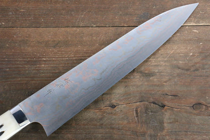 Takeshi Saji Blue Steel No.2 Colored Damascus Gyuto Japanese Knife 240mm with White Cow Bone  Handle - Japanny - Best Japanese Knife