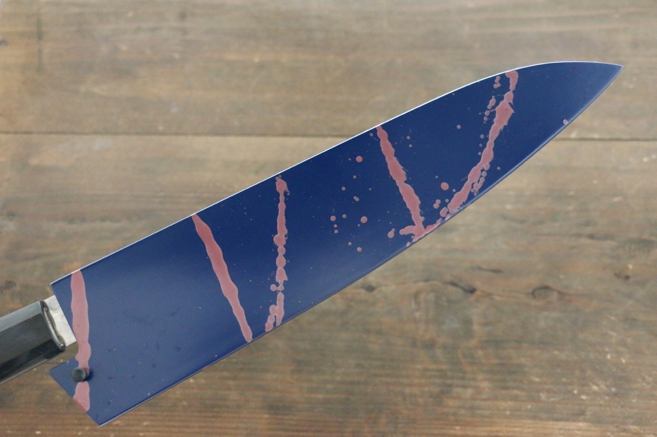 Sakai Takayuki 45 Layer Damascus Hammered Gyuto Japanese Chef Knife 240mm Blue Lacquered Handle With Saya - Japanny - Best Japanese Knife