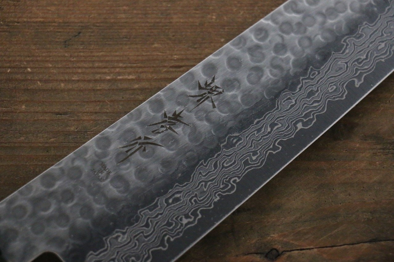 Sakai Takayuki 45 Layer Damascus Hammered Gyuto Japanese Chef Knife 240mm Blue Lacquered Handle With Saya - Japanny - Best Japanese Knife