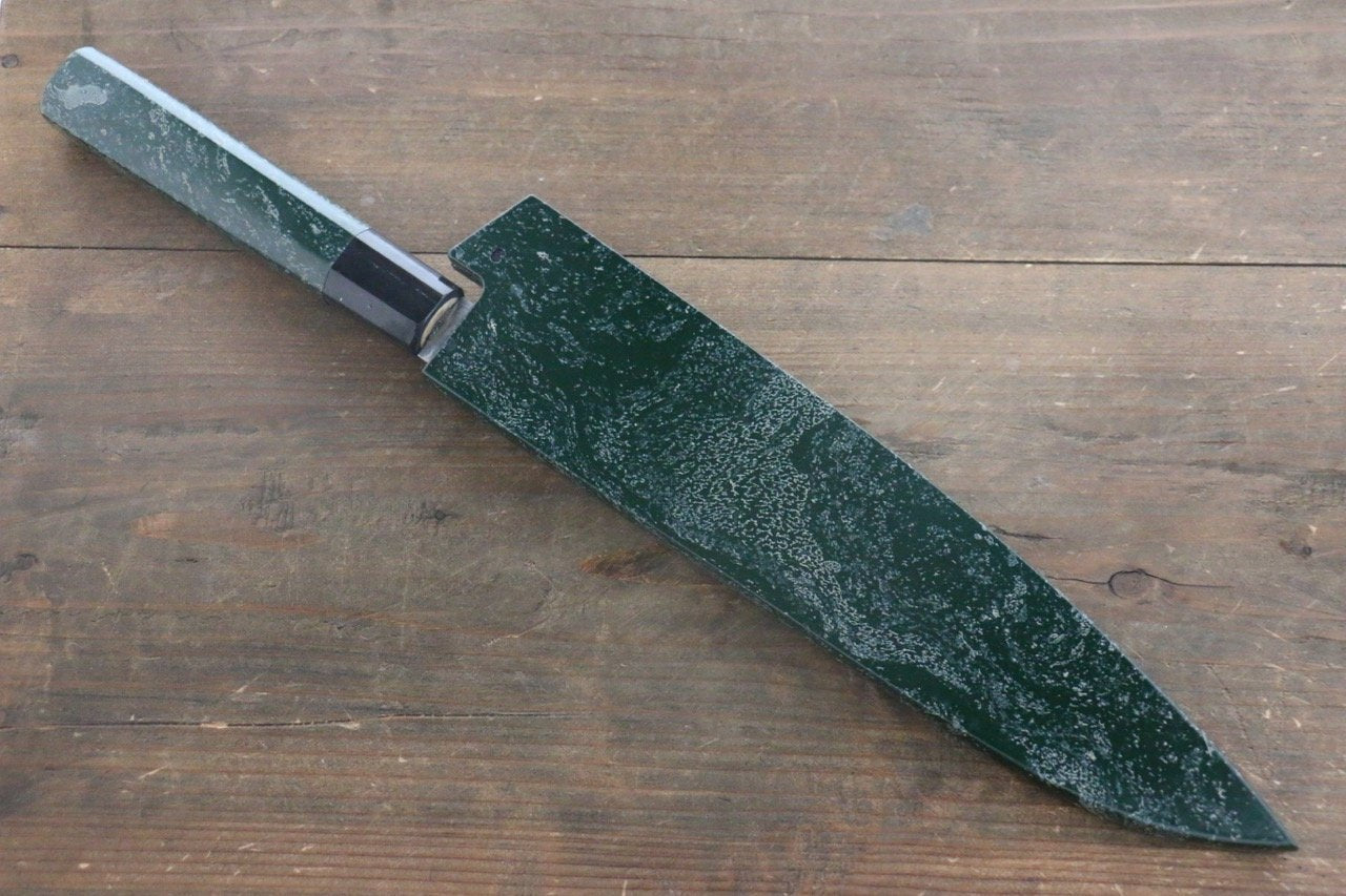 Sakai Takayuki 45 Layer Damascus Hammered Gyuto Japanese Chef Knife 240mm Green Lacquered Handle With Saya - Japanny - Best Japanese Knife