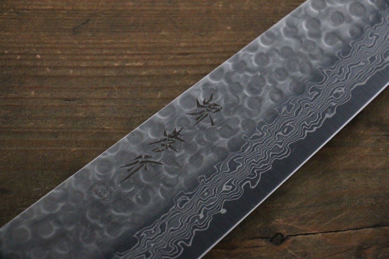 Sakai Takayuki 45 Layer Damascus Hammered Gyuto Japanese Chef Knife 240mm Green Lacquered Handle With Saya - Japanny - Best Japanese Knife