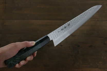 Sakai Takayuki 45 Layer Damascus Hammered Gyuto Japanese Chef Knife 240mm Green Lacquered Handle With Saya - Japanny - Best Japanese Knife