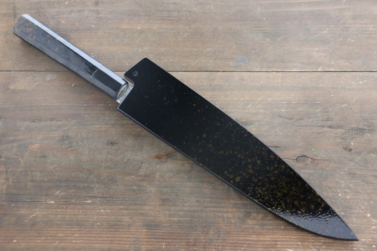 Sakai Takayuki 45 Layer Damascus Hammered Gyuto Japanese Chef Knife 210mm Gold Dots Lacquered Handle With Saya - Japanny - Best Japanese Knife