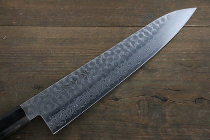 Sakai Takayuki 45 Layer Damascus Hammered Gyuto Japanese Chef Knife 240mm Gold Dots Lacquered Handle With Saya - Japanny - Best Japanese Knife