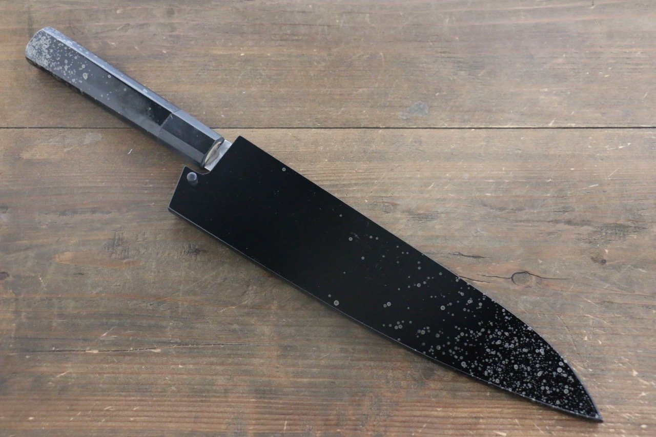 Sakai Takayuki 45 Layer Damascus Hammered Gyuto Japanese Chef Knife 240mm Silver Dots Lacquered Handle With Saya - Japanny - Best Japanese Knife