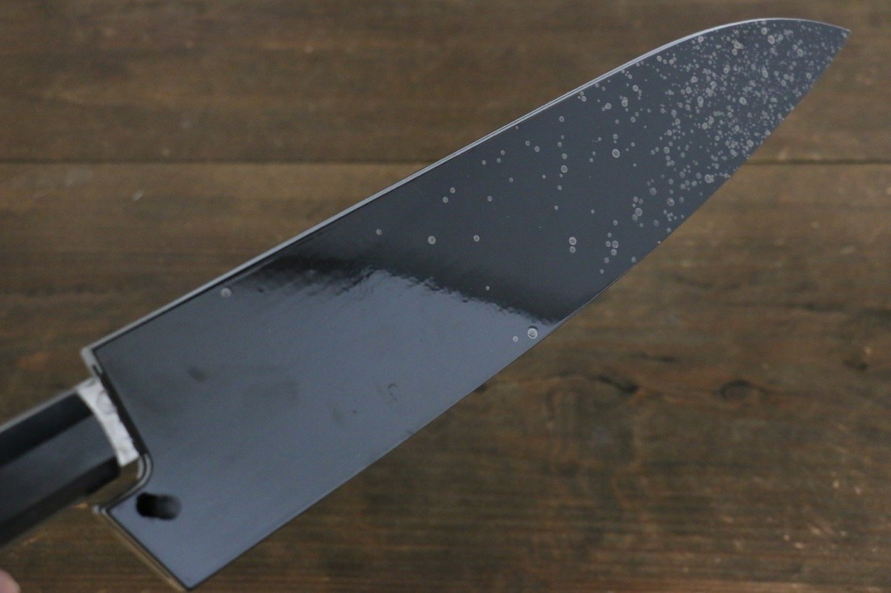 Sakai Takayuki 45 Layer Damascus Hammered Gyuto Japanese Chef Knife 240mm Silver Dots Lacquered Handle With Saya - Japanny - Best Japanese Knife