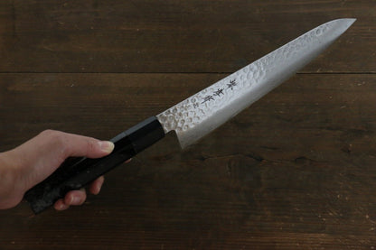 Sakai Takayuki 45 Layer Damascus Hammered Gyuto Japanese Chef Knife 240mm Silver Dots Lacquered Handle With Saya - Japanny - Best Japanese Knife