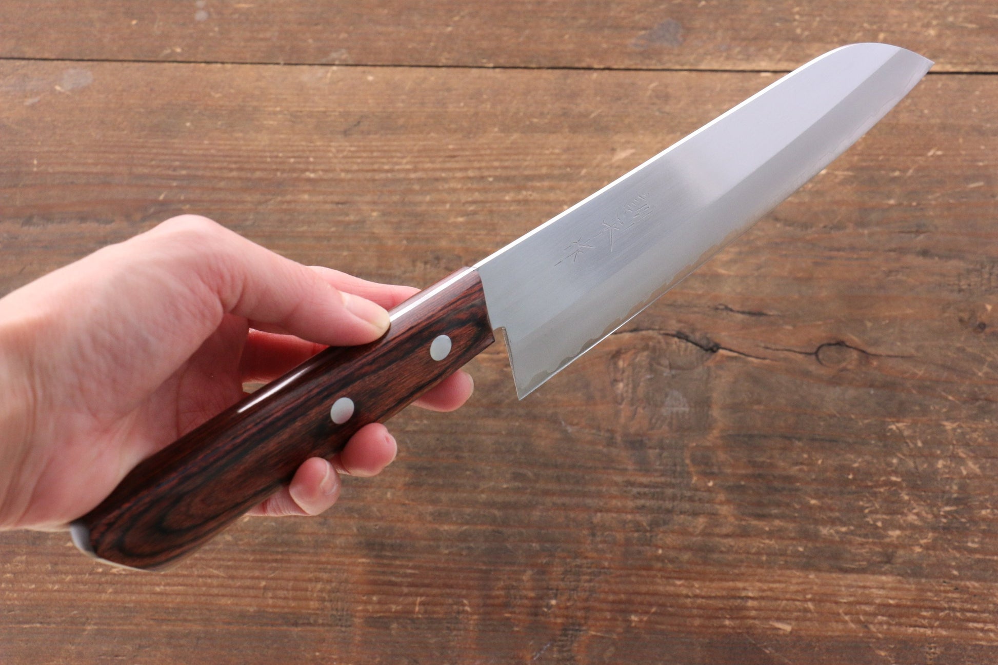 Kunihira VG1 Migaki Finished Santoku Japanese Knife 170mm Mahogany Handle - Japanny - Best Japanese Knife