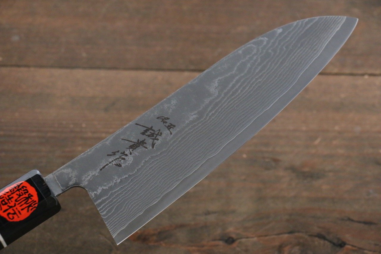 Shigeki Tanaka R2 Black Damascus Santoku Japanese Chef Knife 165mm - Japanny - Best Japanese Knife